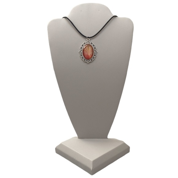 Hand Crafted Jewelry - Hand Crafted necklace by Svetlana Yeung pink and yellow fluid art pendant cord